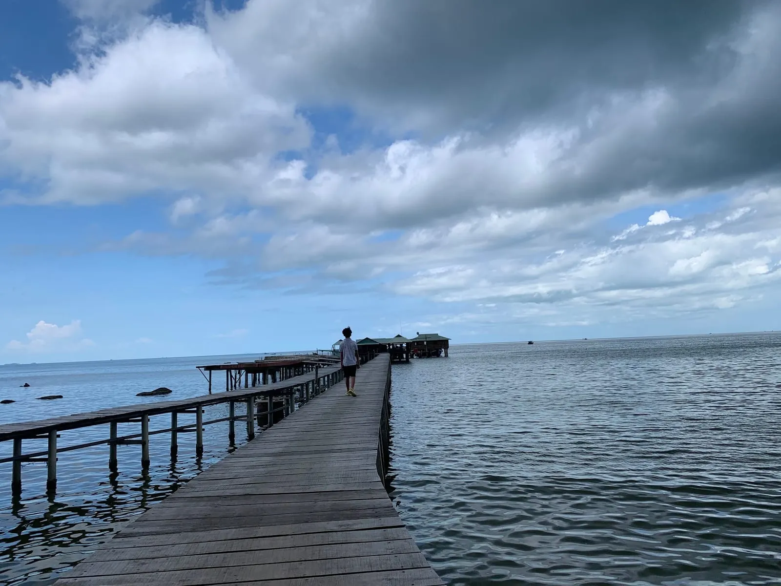 The long wooden jetty at Ham Ninh fishing village