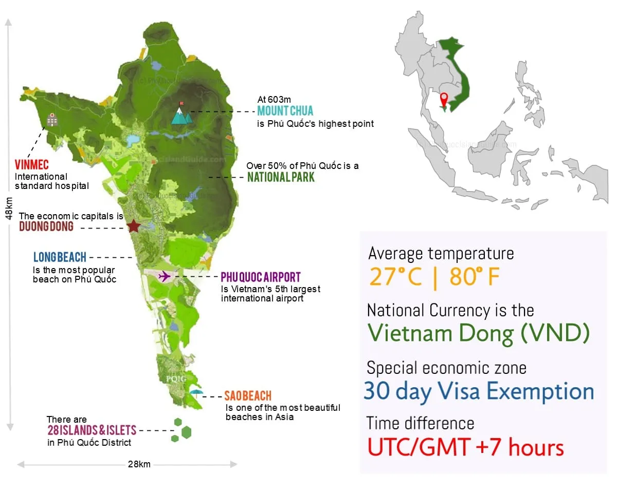 Overview map of Phu Quoc Island, Vietnam